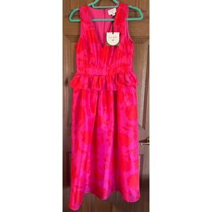 Kate Spade Size 6 Coral & Pink Long Dress with Pockets & Zippered Back